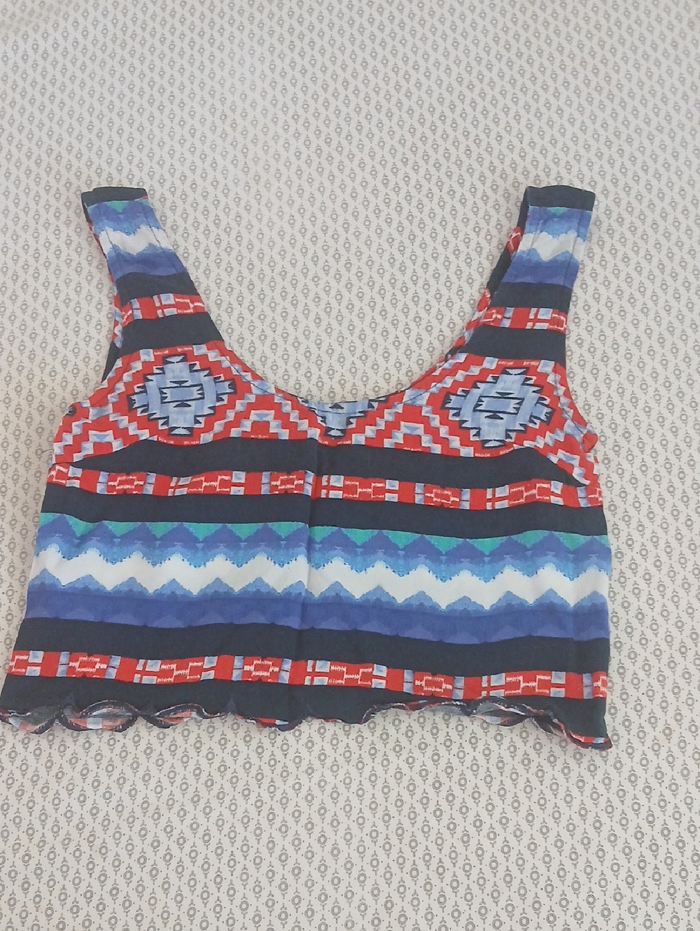 Women's Multicolor Tribal Print Crop Tank Top